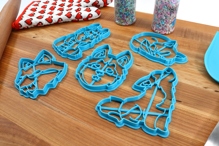 Kawaii Husky Cookie Cutters - Husky Face, Lucky Husky, Side Glance Husky, Skyward Husky, Sleepy Husky