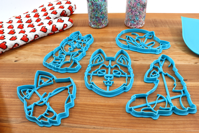 Kawaii Husky Cookie Cutters - Husky Face, Lucky Husky, Side Glance Husky, Skyward Husky, Sleepy Husky