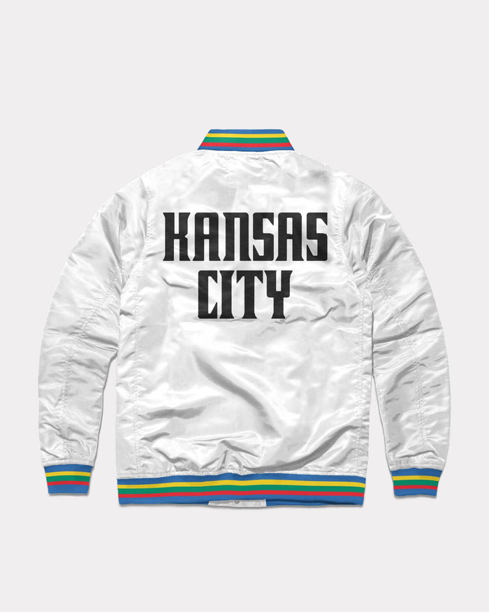 White Kansas City Wizards Vintage Varsity Jacket Back