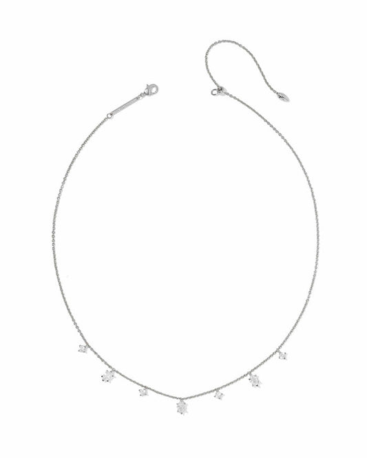Kendra Scott Cailin Silver Delicate Strand Necklace in White CZ