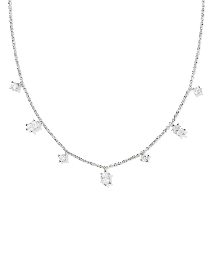 Kendra Scott Cailin Silver Delicate Strand Necklace in White CZ