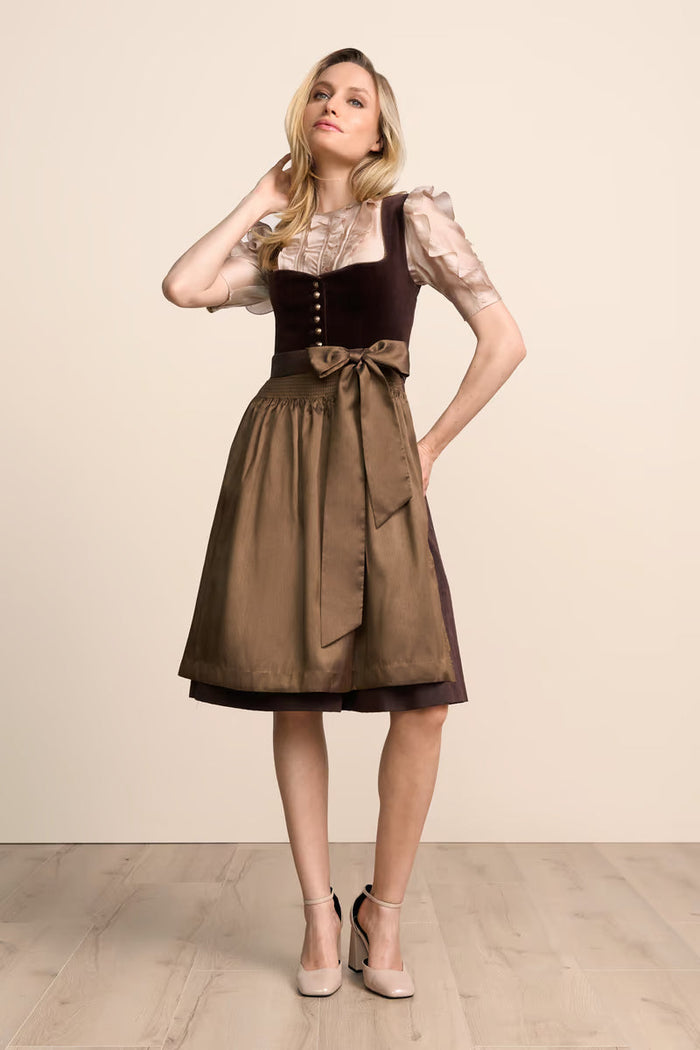 Kruger Midi Dirndl 2pc 60cm "Odile" brown