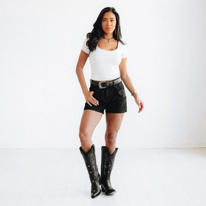 Lane 1.5 Woven Laced Belt with Single Buckle - Jet Black