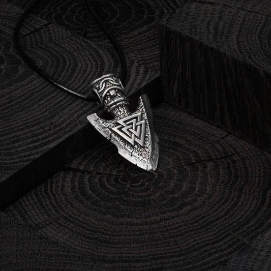 vkngjewelry Necklace Handcrafted Valknut Odin's Spear Gungnir Sterling Silver