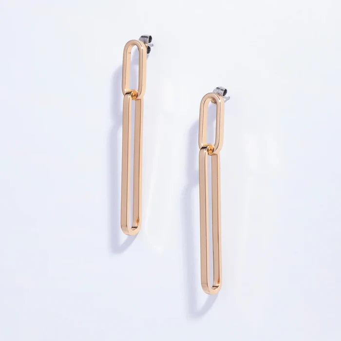 Paperclip Drop Earrings - Gold