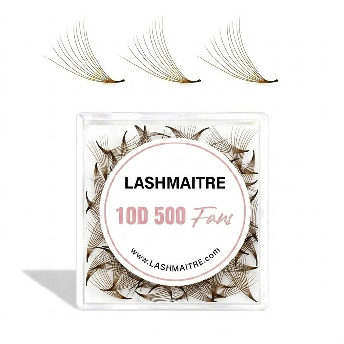 LASHMAITRE 10D Dark Brown Loose Premade Fans - Pointy Base 500 Fans main product photo
