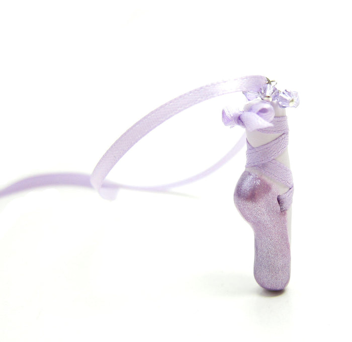 Lavender Pointe Shoe Polymer Clay Pendant Necklace