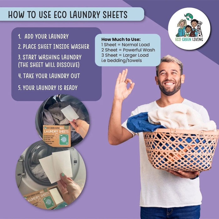 Lavender Bio Laundry Detergent Sheets (60) by Eco Green Living &Keep