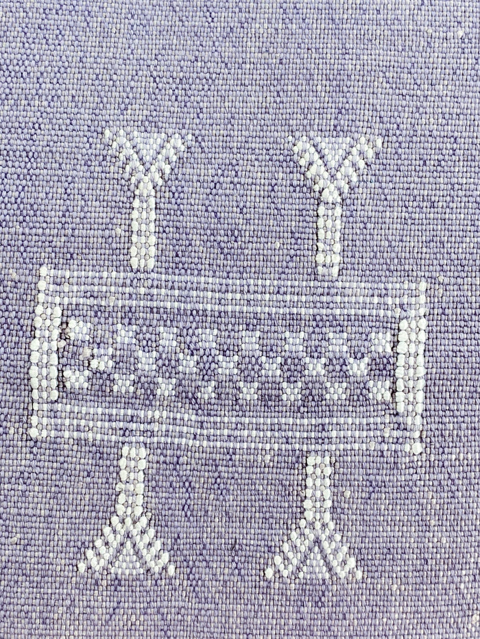 Artisanal Handmade Moroccan embroidered cactus silk sabra lumbar pillow purple handwoven