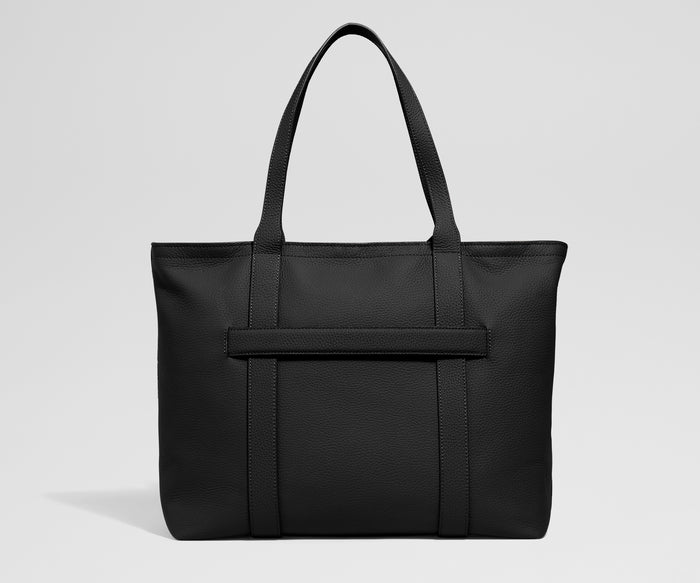 Leather Tote in Jet Black