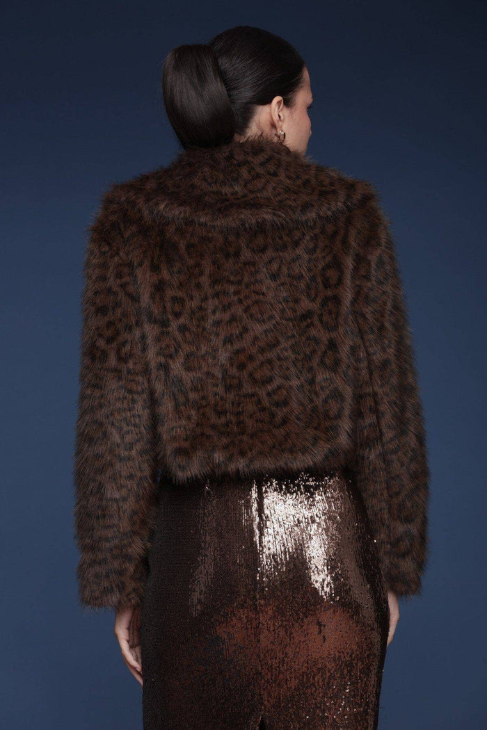 Leopard Faux Fur Cropped Coat