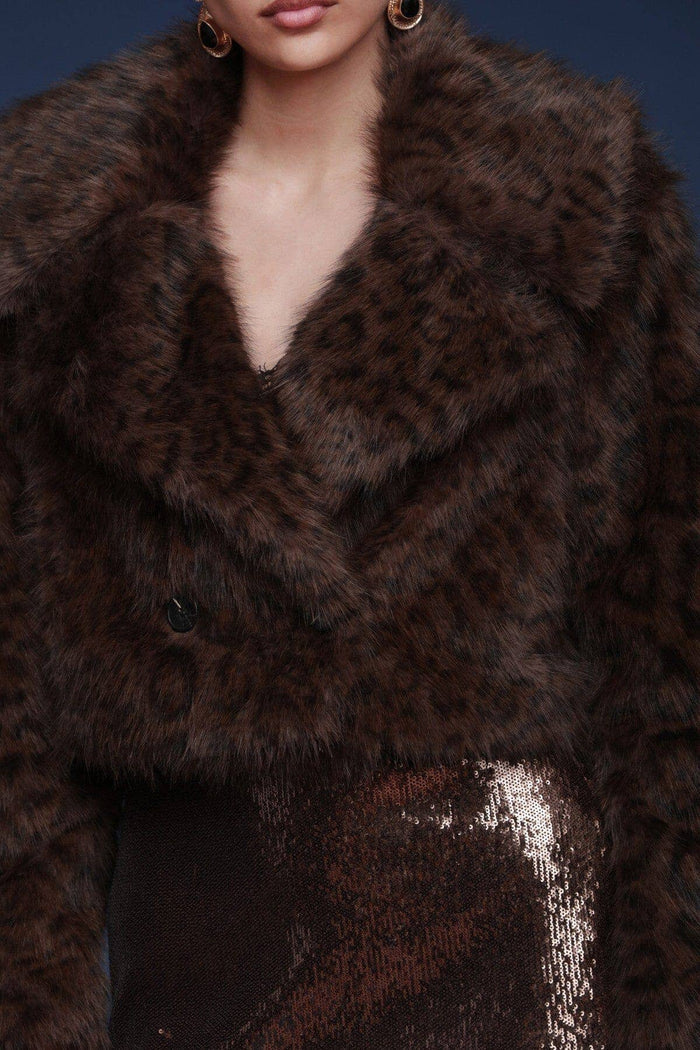 Leopard Faux Fur Cropped Coat