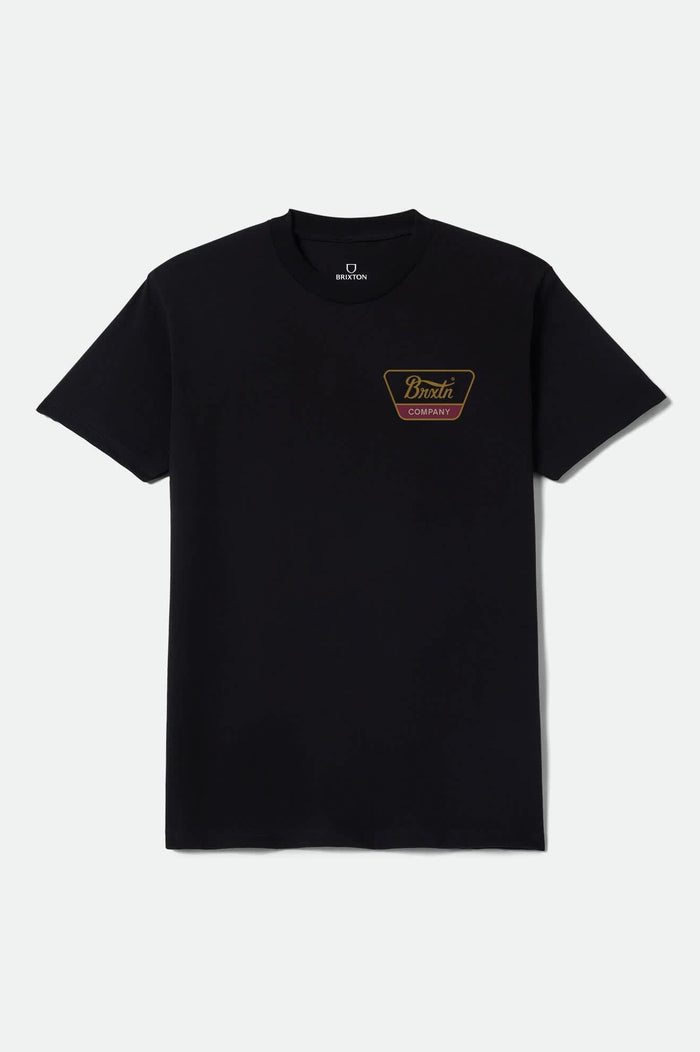 Men's Linwood Standard T-Shirt in the color Black/Metal Bronze/Red Mahogany - Front Product View