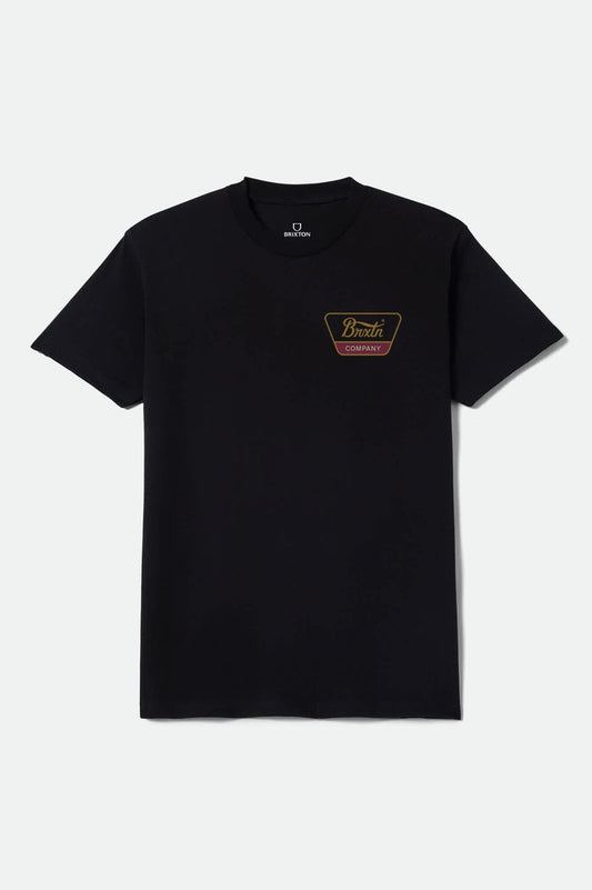 Men's Linwood Standard T-Shirt in the color Black/Metal Bronze/Red Mahogany - Front Product View