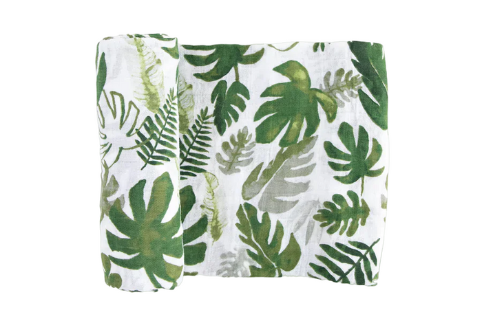 Little Unicorn Cotton Muslin Swaddle - Tropical Leaf