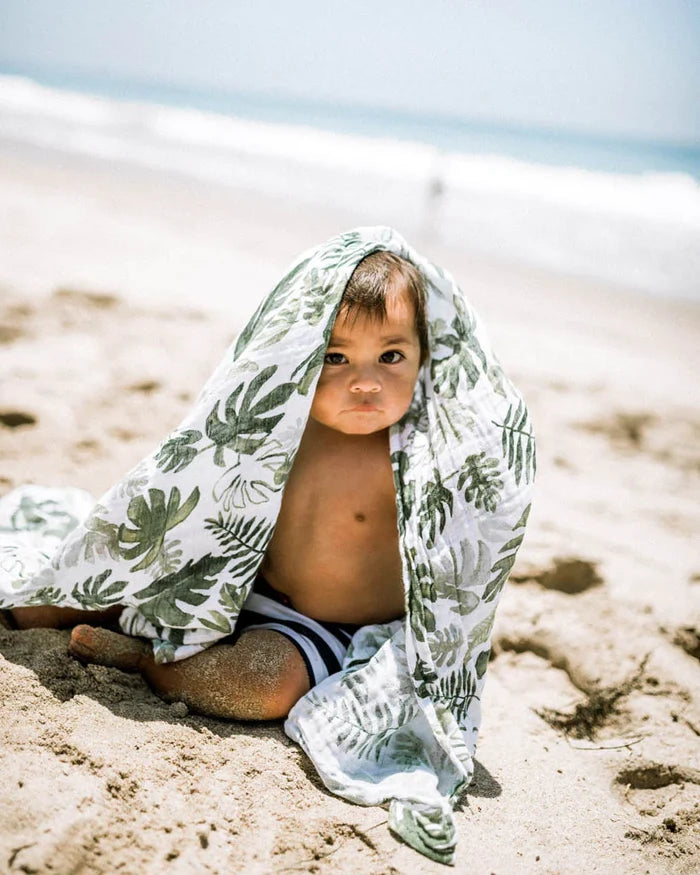 Little Unicorn Cotton Muslin Swaddle - Tropical Leaf