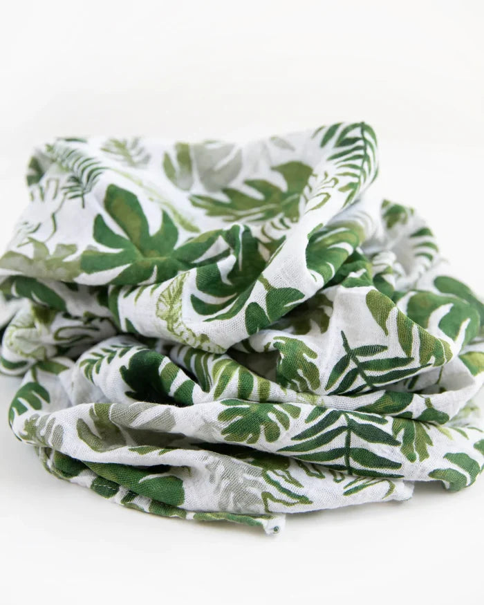 Little Unicorn Cotton Muslin Swaddle - Tropical Leaf