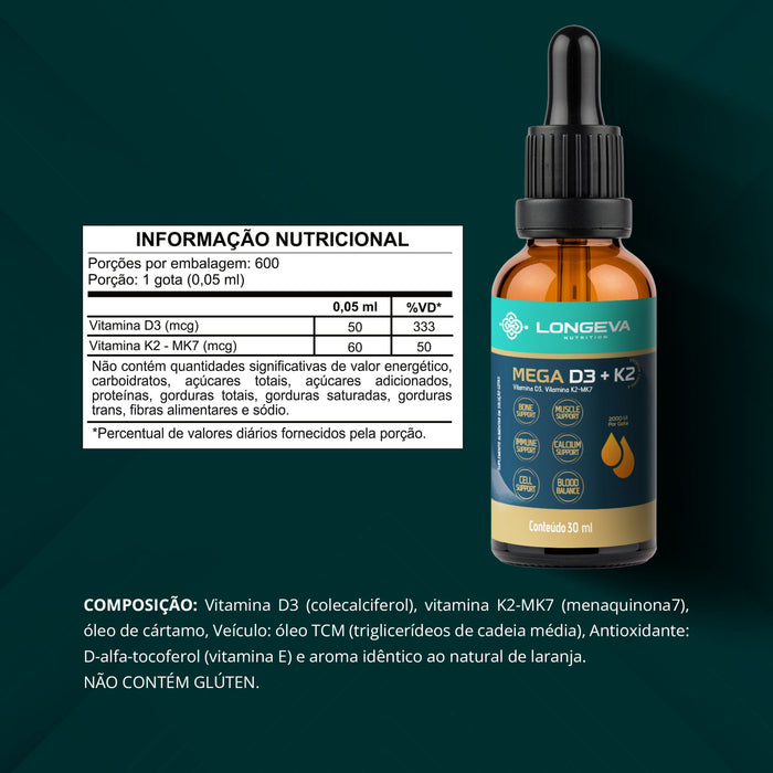LONGEVA | Mega D3 com K2 (30 ml)