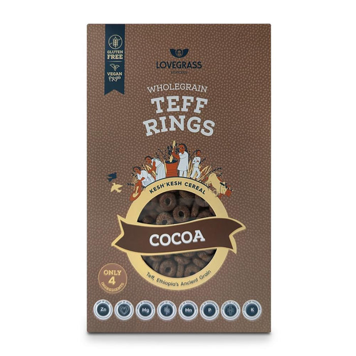 Lovegrass Wholegrain Teff Rings Cocoa 350g