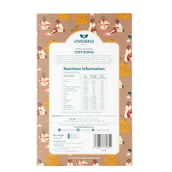 Lovegrass Wholegrain Teff Rings Cocoa 350g