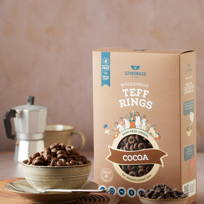 Lovegrass Wholegrain Teff Rings Cocoa 350g