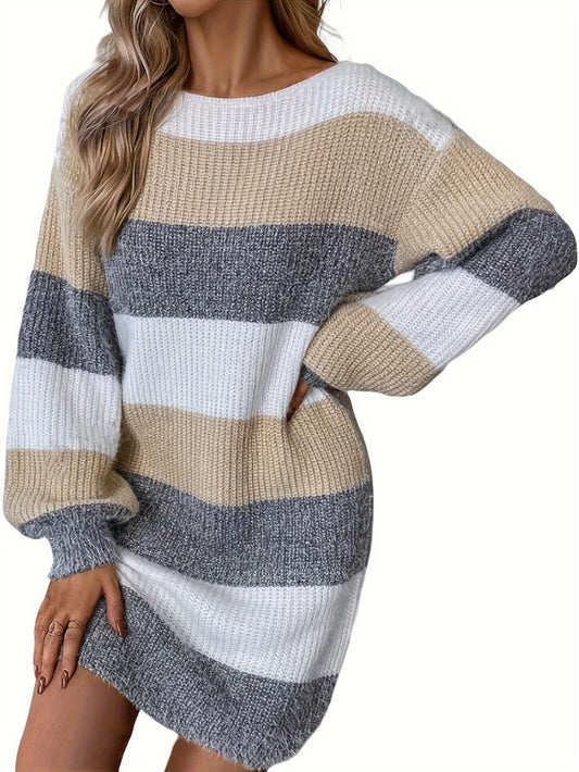 Lucile - Robe Pull Rayée Élégante et Confortable