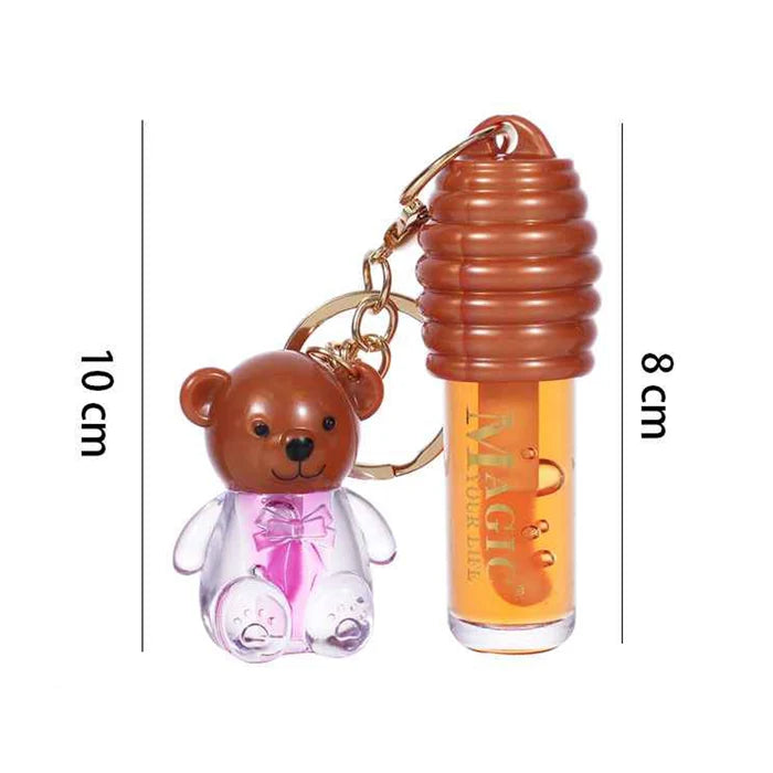Magic Your Life Smooth & Syrupy Honey Lip Oil Keychain – Cute Teddy Bear Honey Pot Lip Gloss, High-Shine Moisturizing Lip Care, 12-Piece Display Box (LG47)