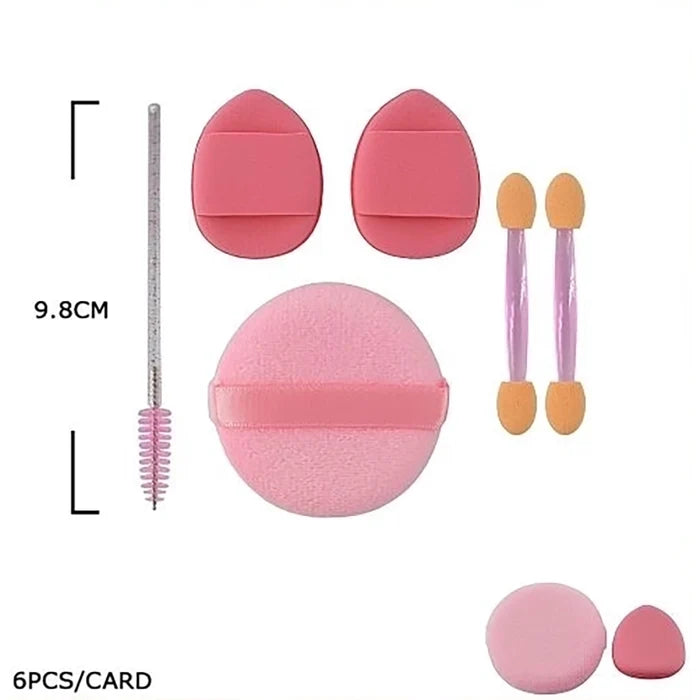 Makeup Sponge and Applicator Set – Portable Cosmetic Powder Puff, Teardrop Mini Sponges, Dual-Sided Eyeshadow Brushes & Mascara Wand Spoolie, Travel-Friendly Beauty Tool Kit (BFB-1062)
