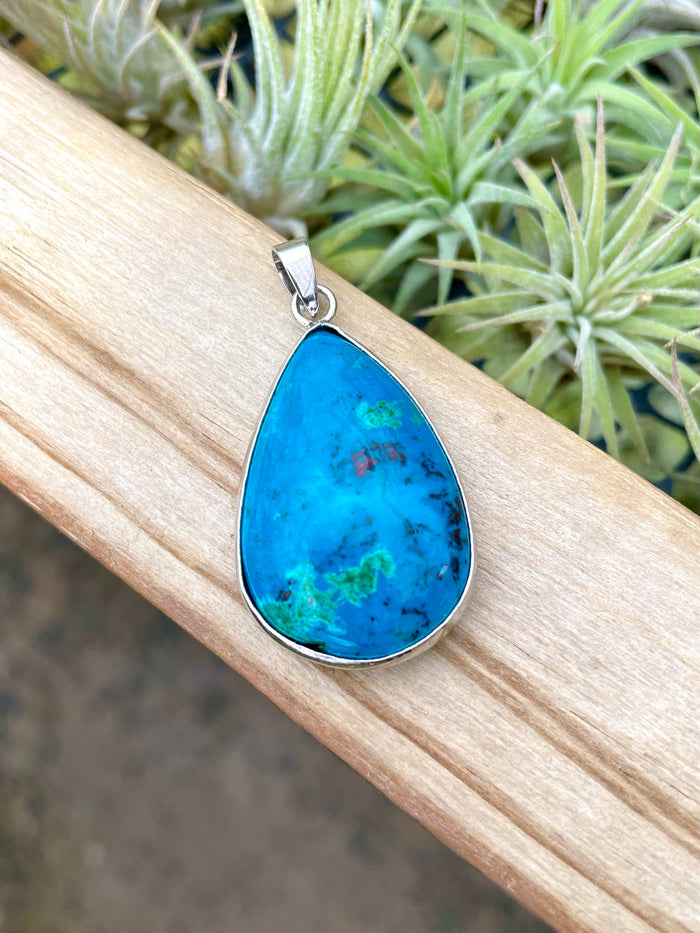 Malachite in Azurite Teardrop Pendant
