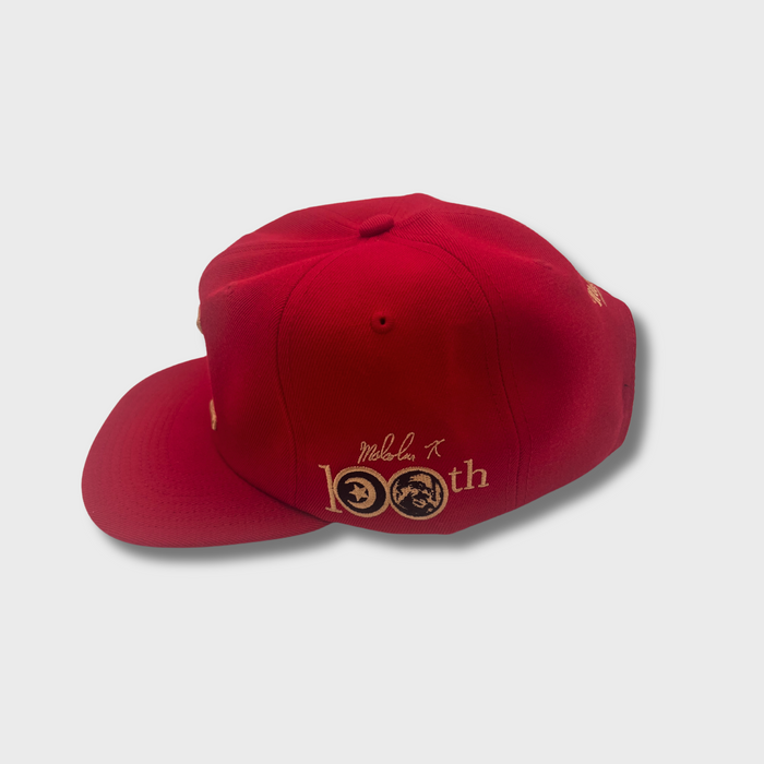 Malcolm X 100th Birthday RED Leather Strapback Hat – Spike Lee's 40 Acres x Mitchell & Ness Limited Edition
