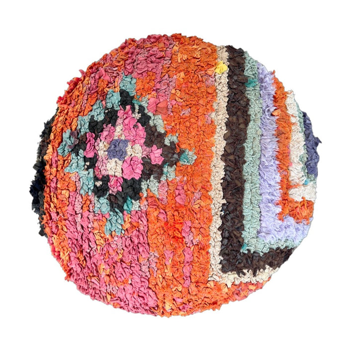 Marcy Moroccan Boucherite Berber Round Pillow orange pink