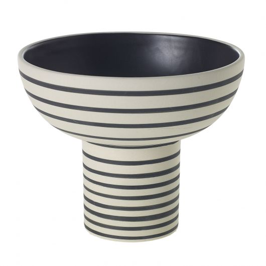 matte finish black and white stripe contemporary ceramic pot