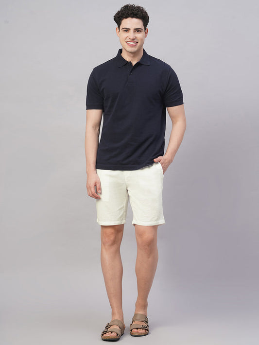 Men's 100% Cotton Regular Fit Drawstring Shorts White