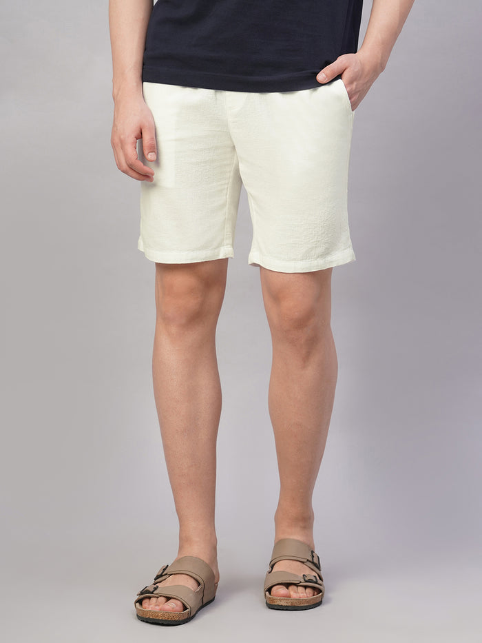 Men's 100% Cotton Regular Fit Drawstring Shorts White