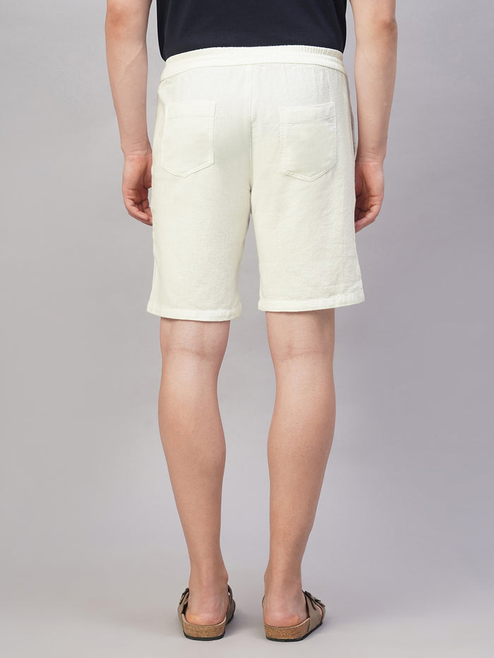 Men's 100% Cotton Regular Fit Drawstring Shorts White