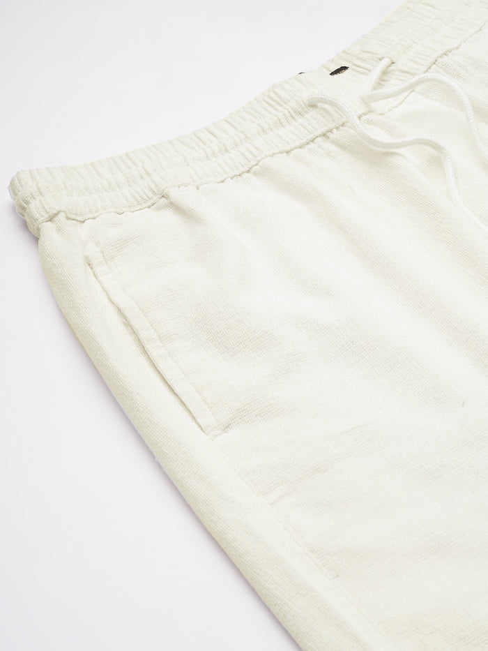 Men's 100% Cotton Regular Fit Drawstring Shorts White