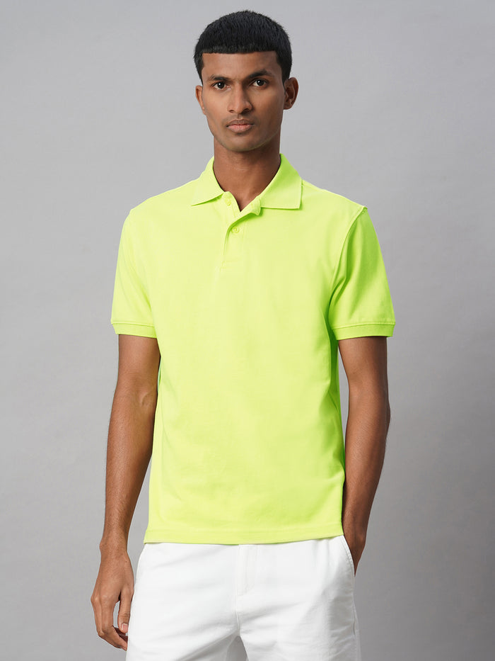 Men's 100% Cotton Regular Fit Polo T Shirt Green