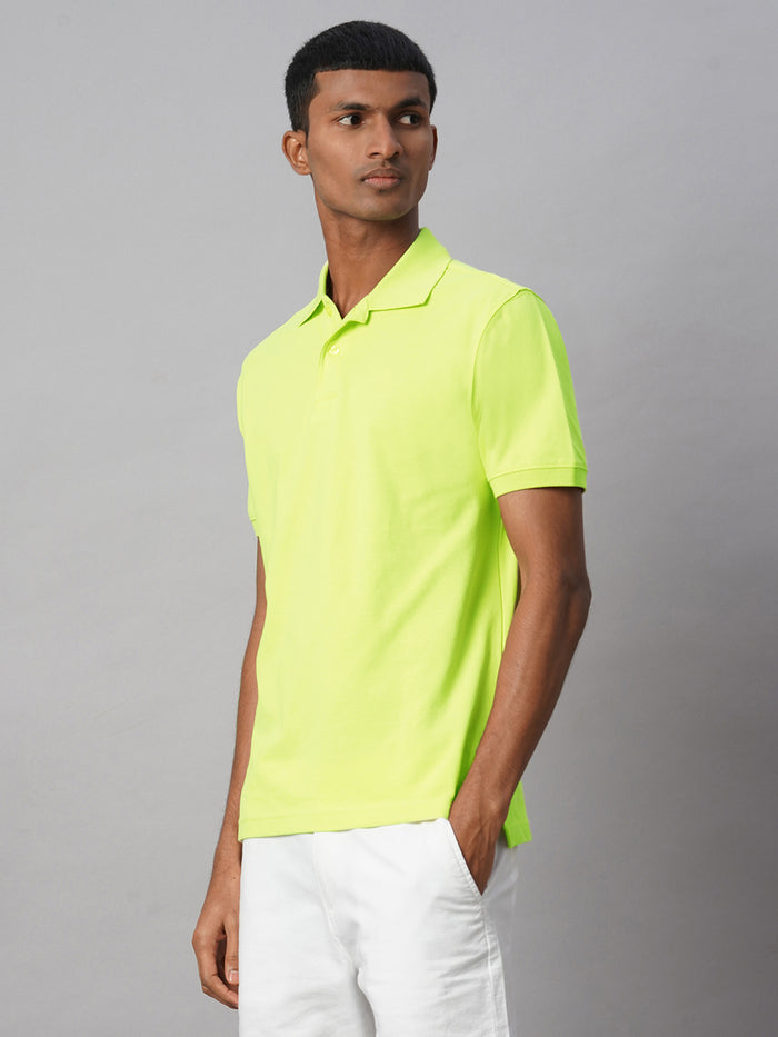 Men's 100% Cotton Regular Fit Polo T Shirt Green
