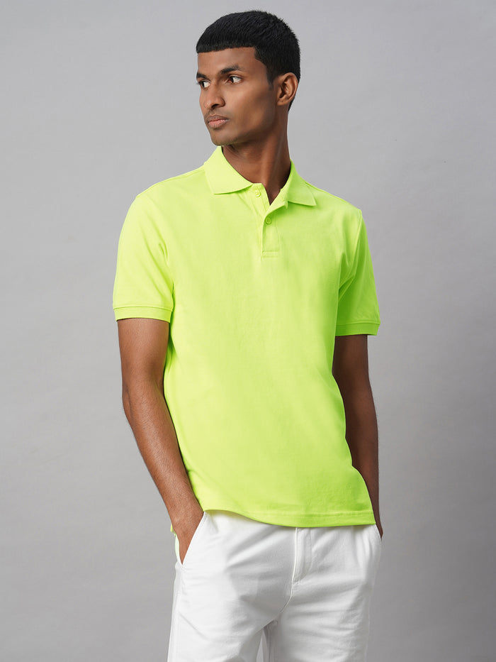 Men's 100% Cotton Regular Fit Polo T Shirt Green
