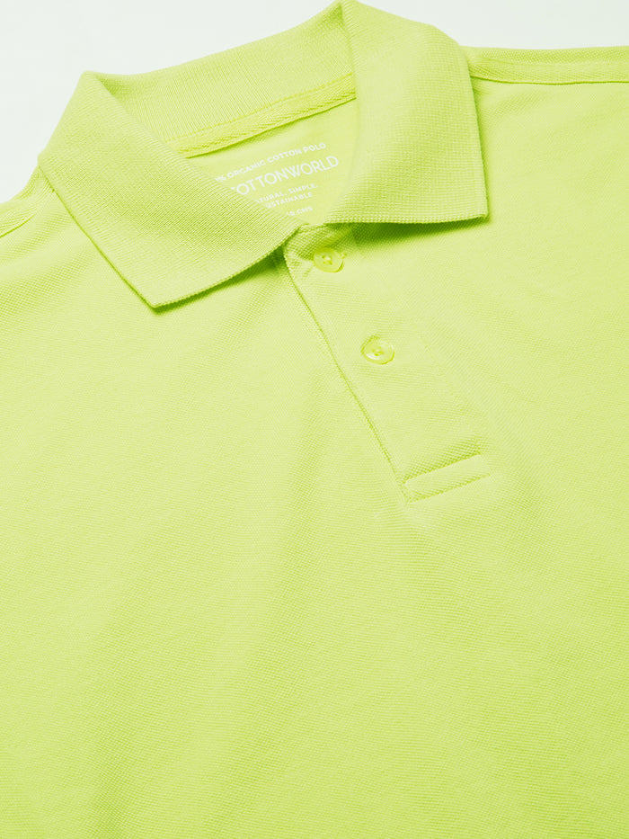 Men's 100% Cotton Regular Fit Polo T Shirt Green