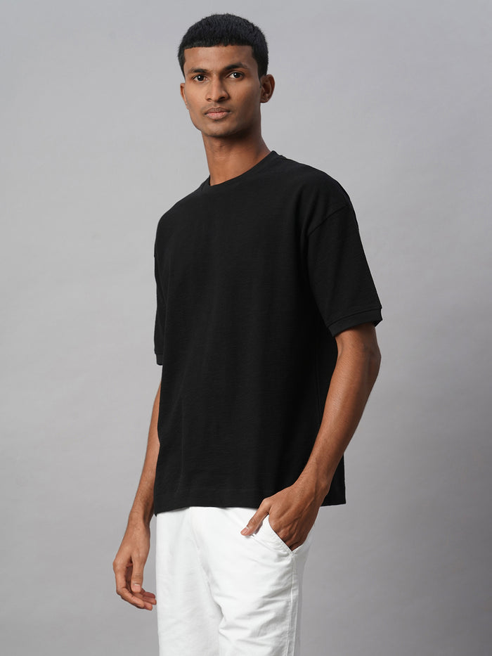 Men's 100% Cotton Regular Fit Relaxed Crew Neck T Shirt Black