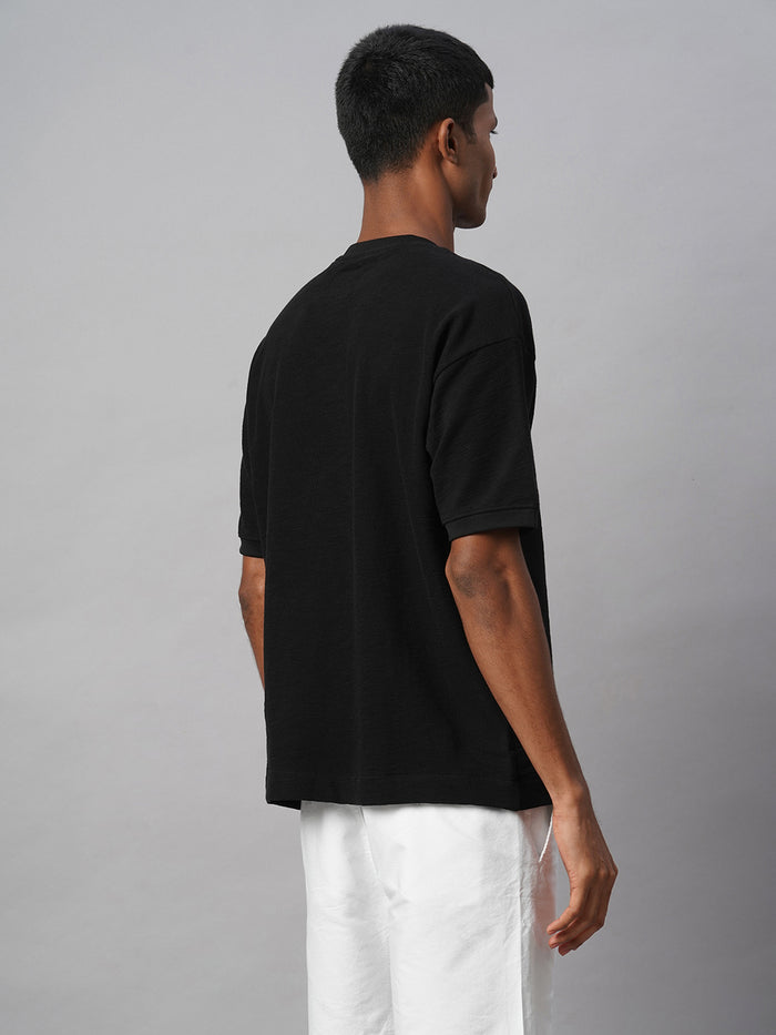 Men's 100% Cotton Regular Fit Relaxed Crew Neck T Shirt Black