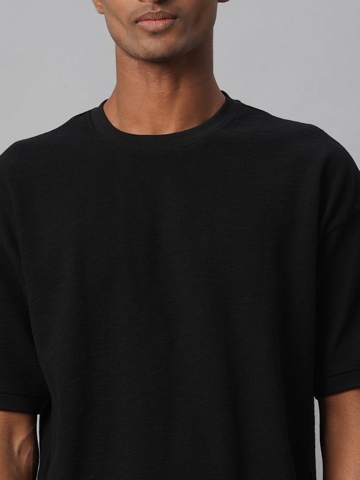 Men's 100% Cotton Regular Fit Relaxed Crew Neck T Shirt Black