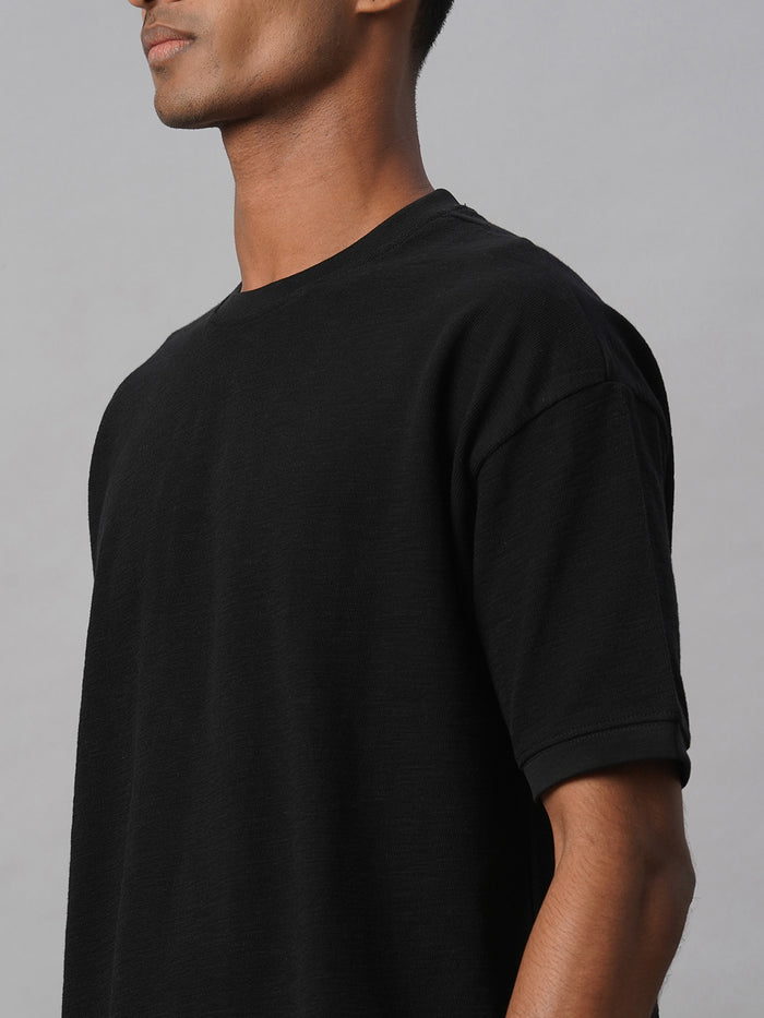 Men's 100% Cotton Regular Fit Relaxed Crew Neck T Shirt Black