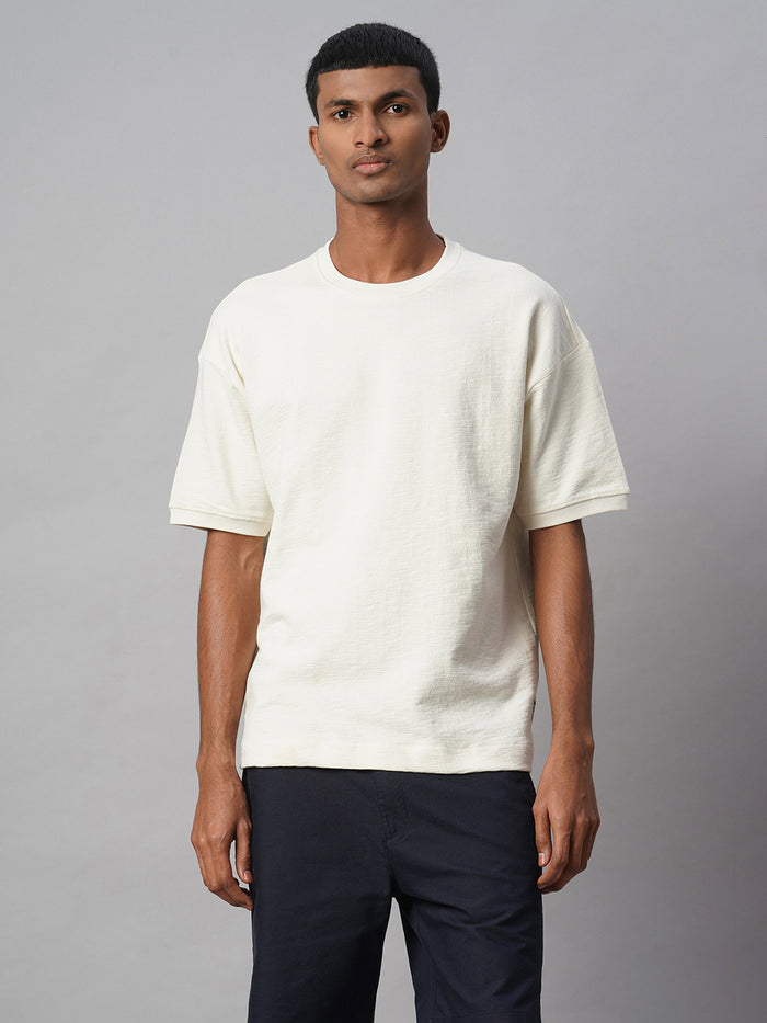 Men's 100% Cotton Regular Fit Round Neck Tshirt Natural