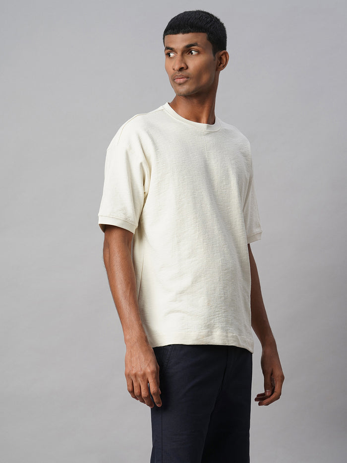 Men's 100% Cotton Regular Fit Round Neck Tshirt Natural
