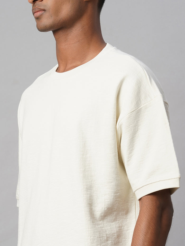 Men's 100% Cotton Regular Fit Round Neck Tshirt Natural