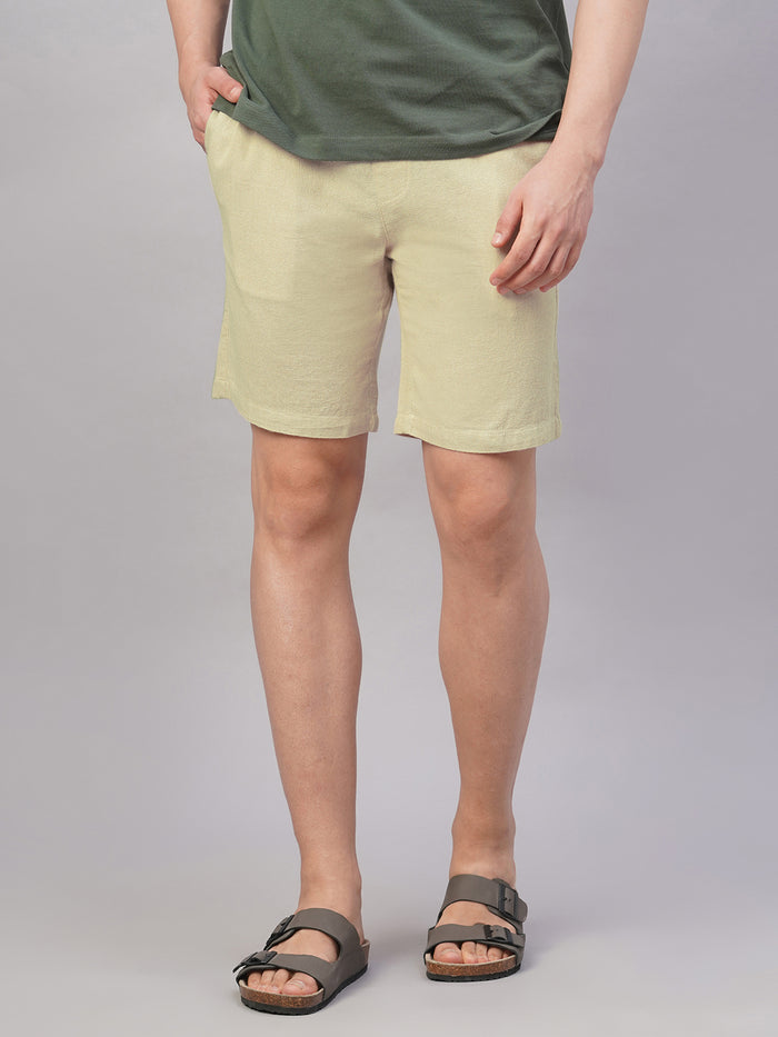 Men's 100% Cotton Regular Fit Solid Shorts Natural