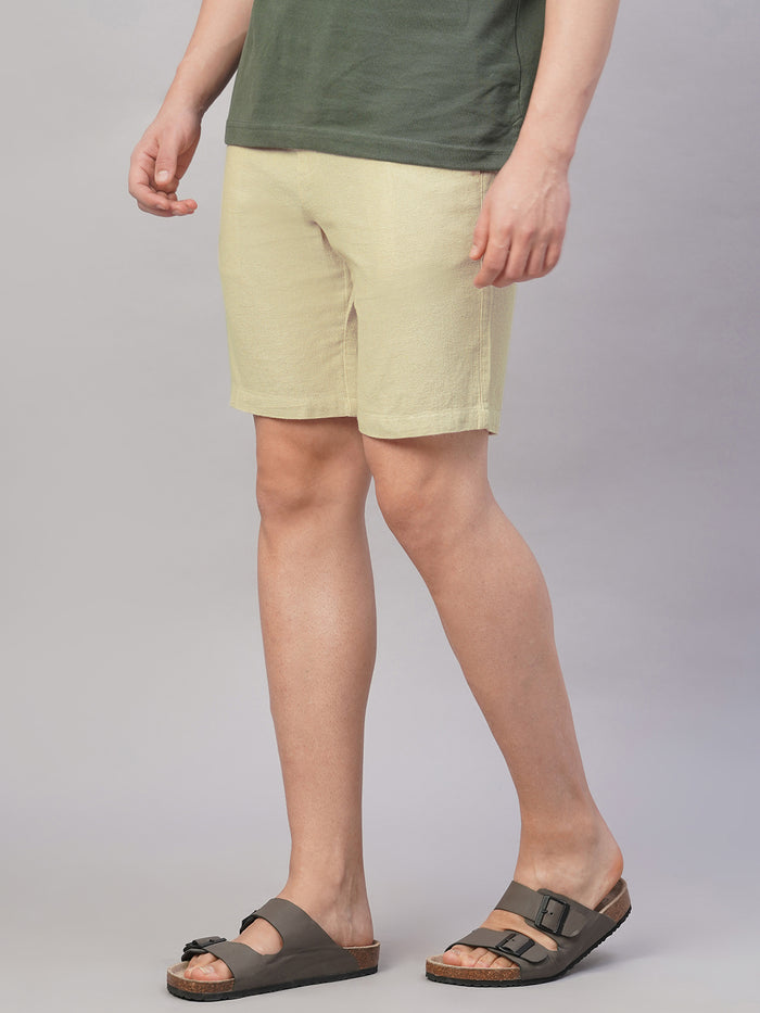 Men's 100% Cotton Regular Fit Solid Shorts Natural