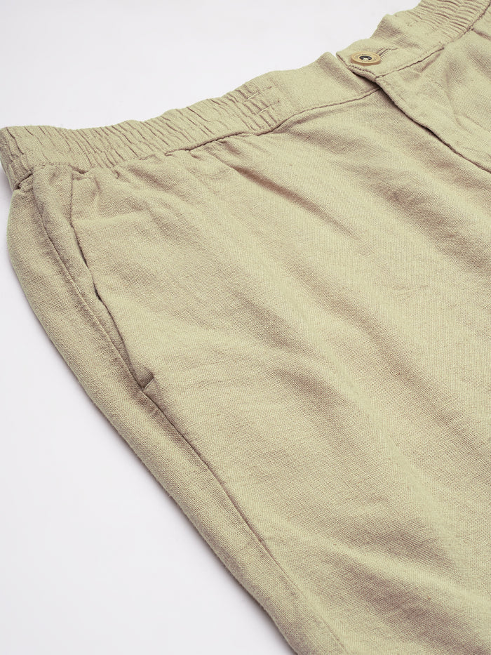 Men's 100% Cotton Regular Fit Solid Shorts Natural